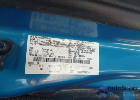 2013 Ford Focus Se из США, поврежденный, VIN 1FADP3K25DL181359